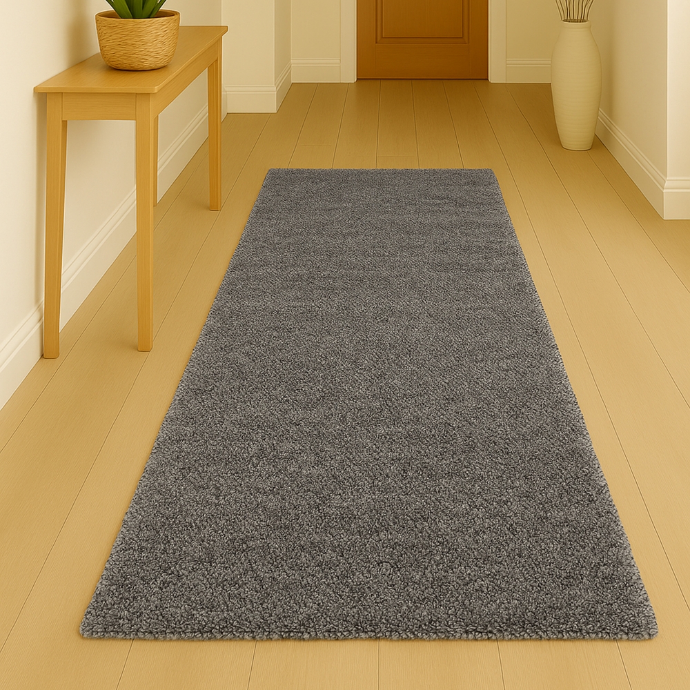 Weicher Shaggy Teppich in Grau – pflegeleichter Hochflor Teppich für alle Wohnräume
