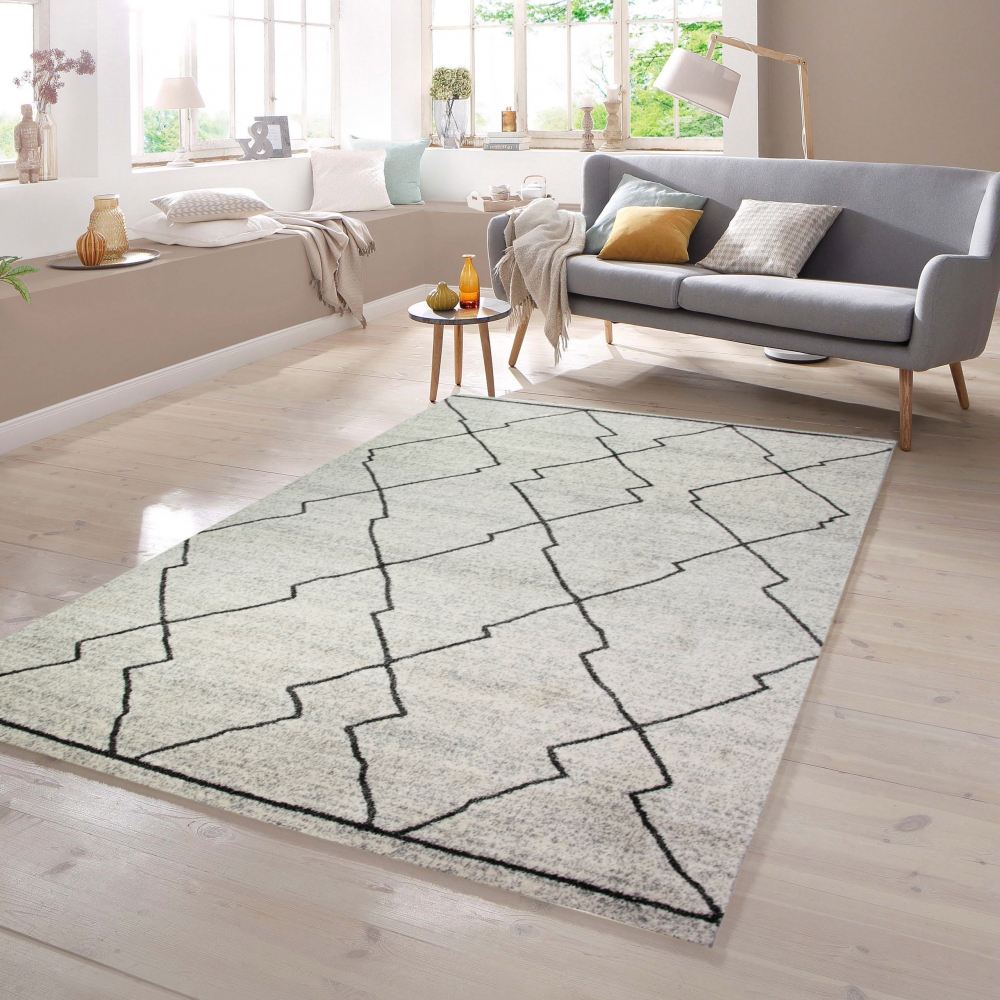 Teppich in Creme Grau