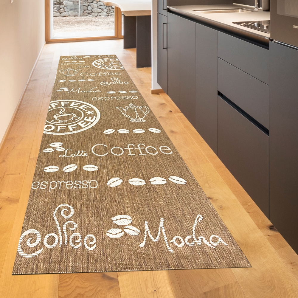 Küchenteppich Sisalteppich modern kurzflor coffee mocha espresso braun beige