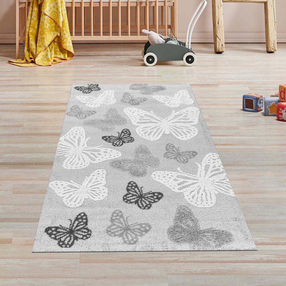 Teppich Babyzimmer Kinderzimmer Schmetterlingsmuster 3d Creme