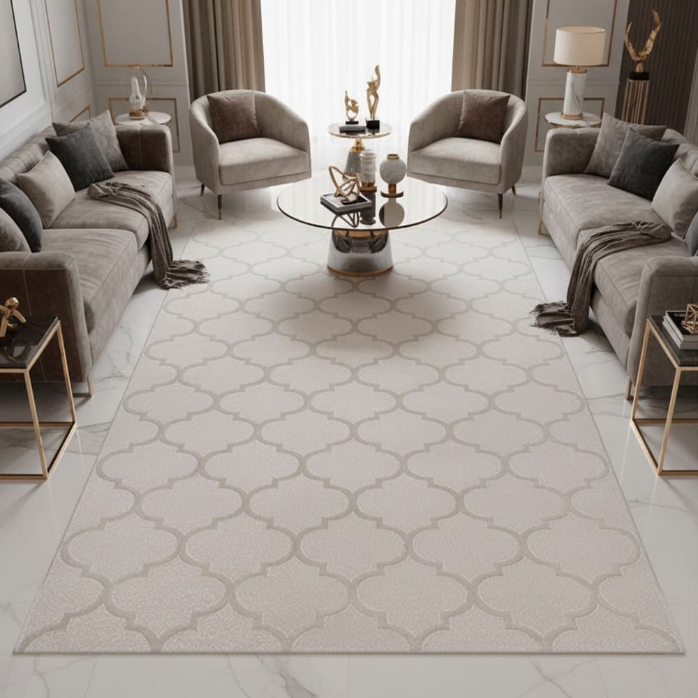 Wohnzimmerteppich Marokkanisches Muster in Beige