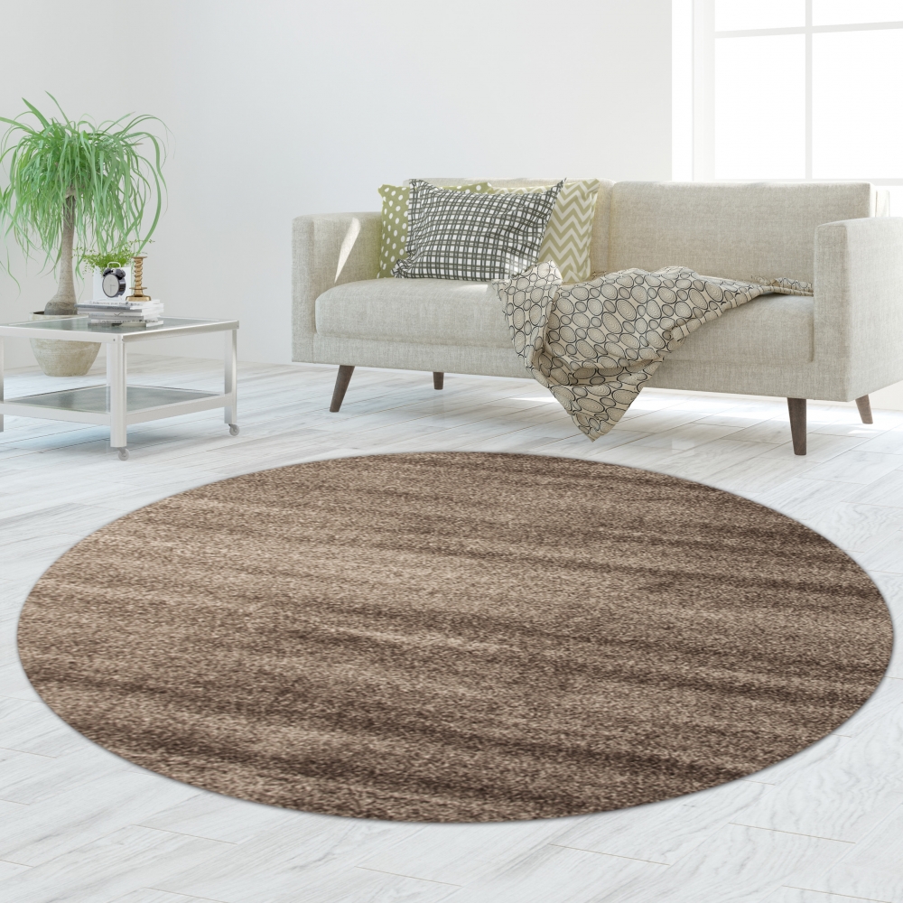 Designer Teppich Kurzflor mit Uni Design Braun