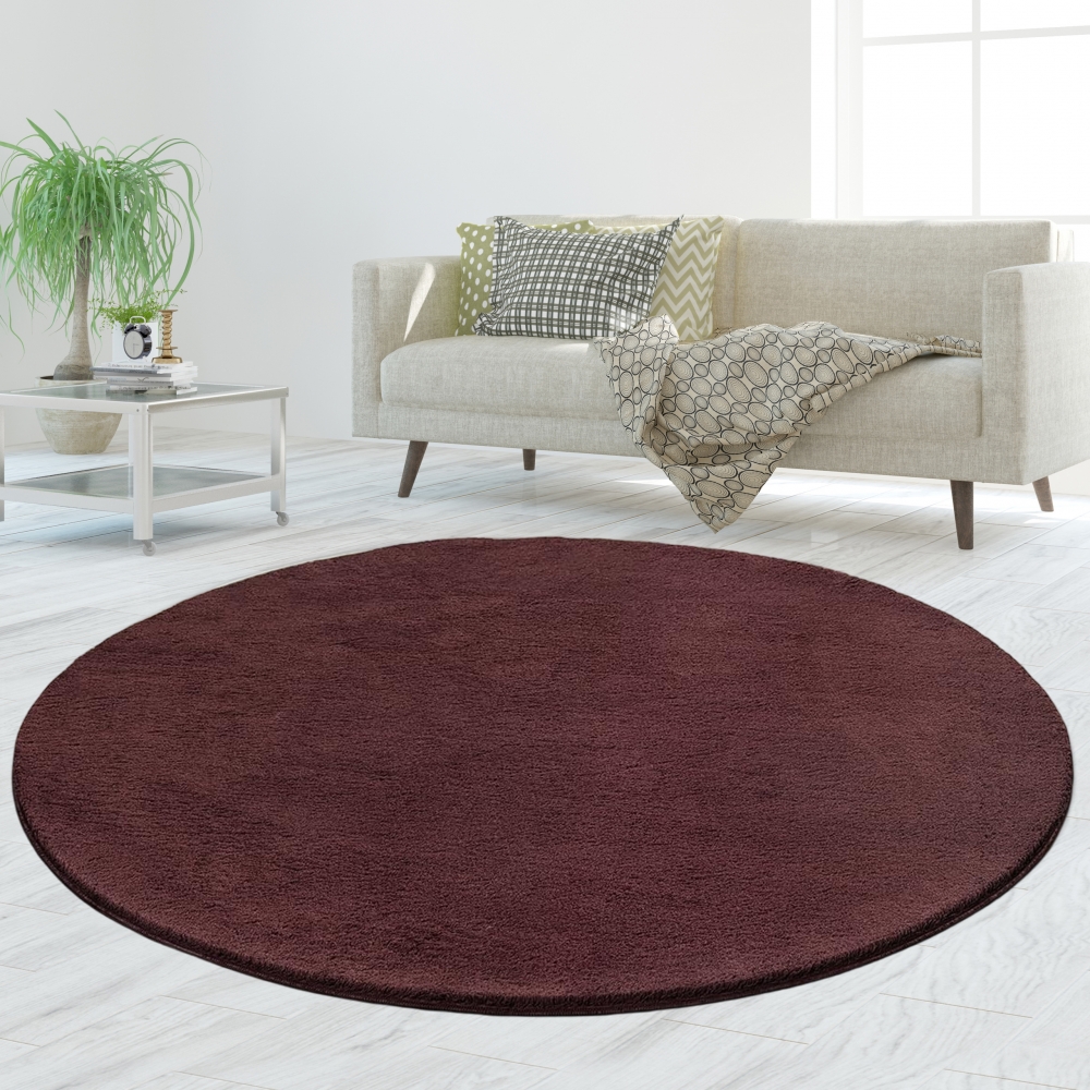 Teppich Waschbar Rutschfest in dunklem Weinrot