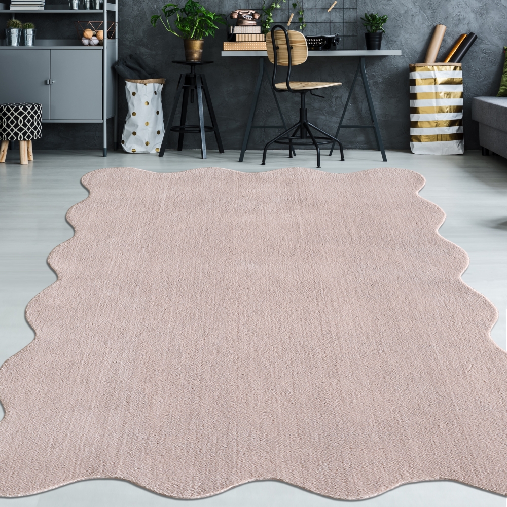 Teppich pflegeleicht moderne Wellenform in Blush Rosa