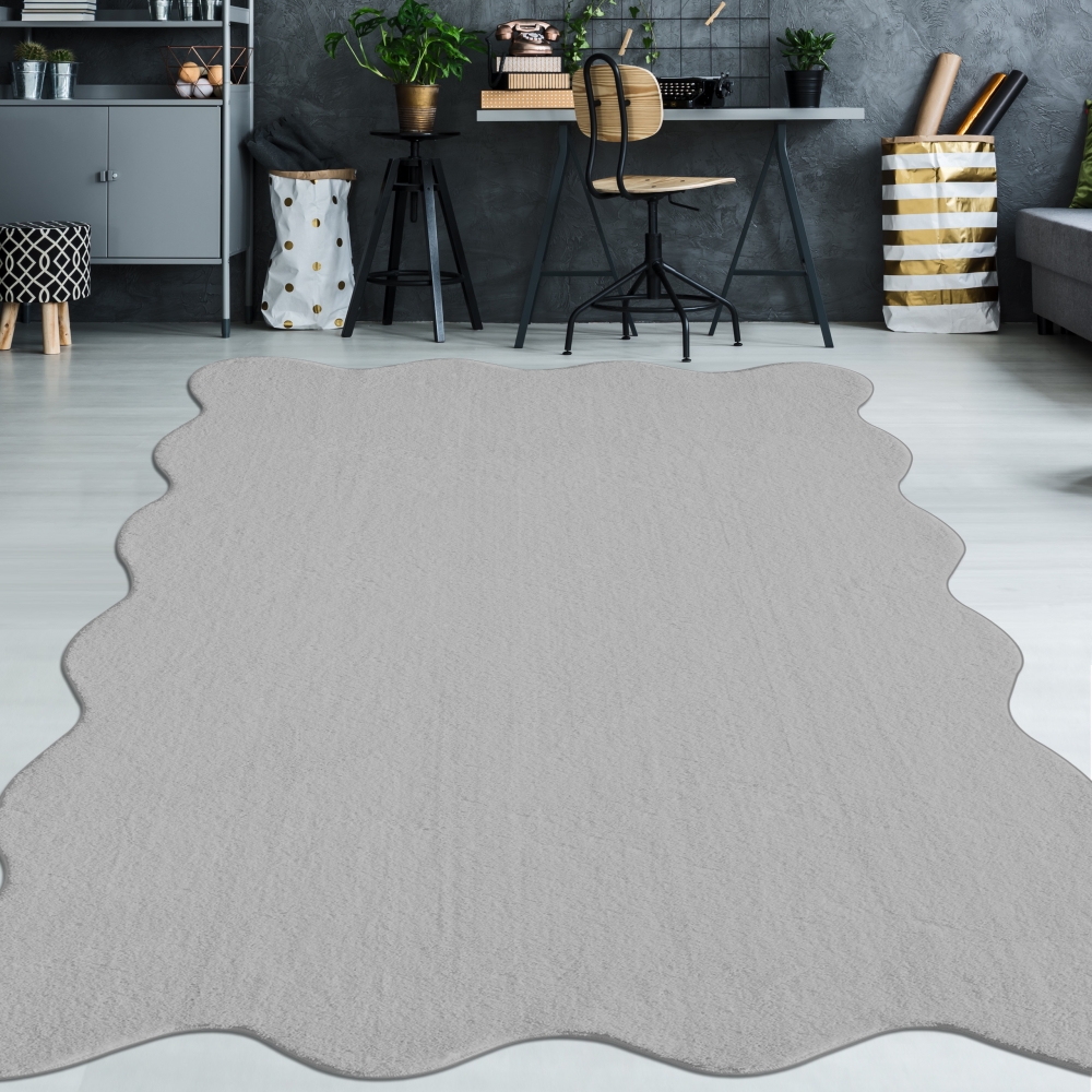 Grau Teppich pflegeleicht moderne Wellenform