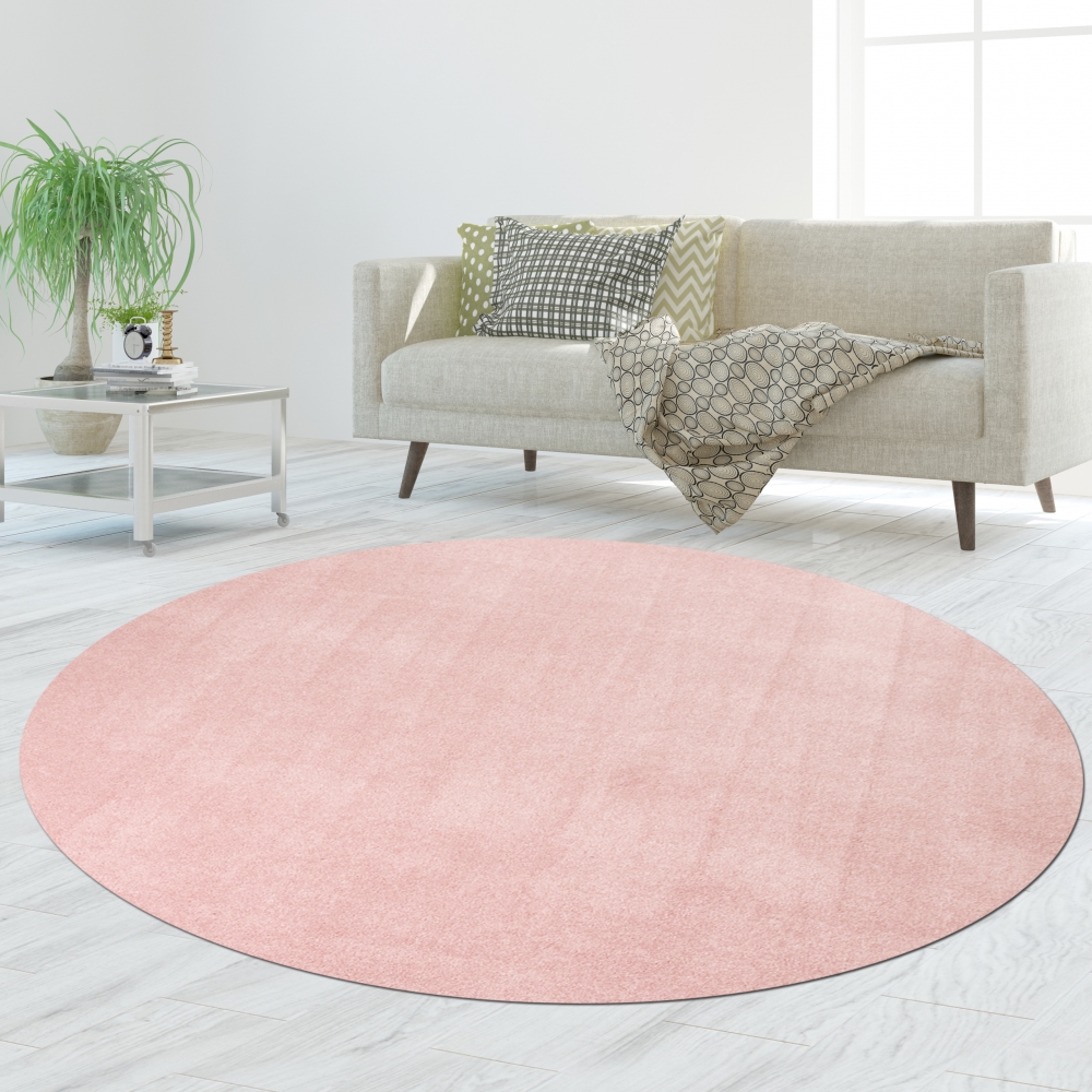 Teppich Rosa Uni praktisch robust pflegeleicht Alltag