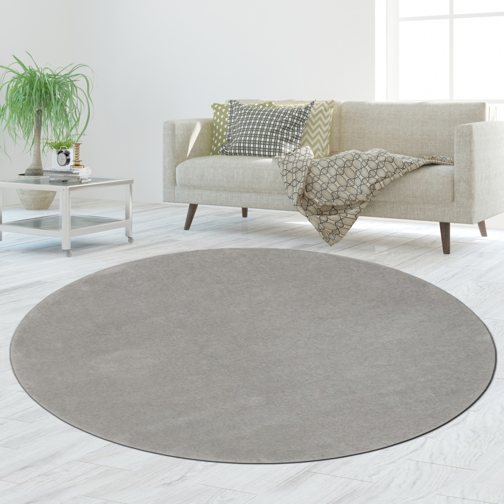 Teppich Silber Uni praktisch robust pflegeleicht Alltag