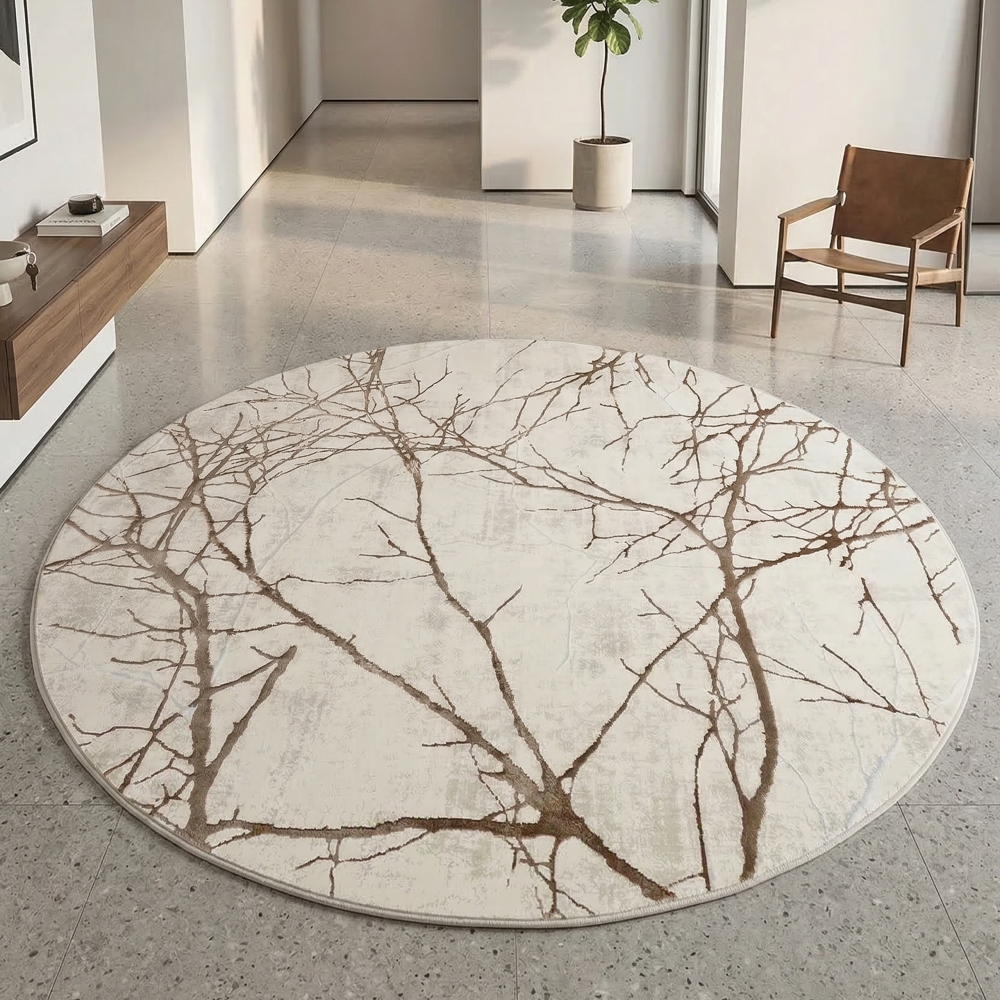 Designer Teppich Ästemuster in creme