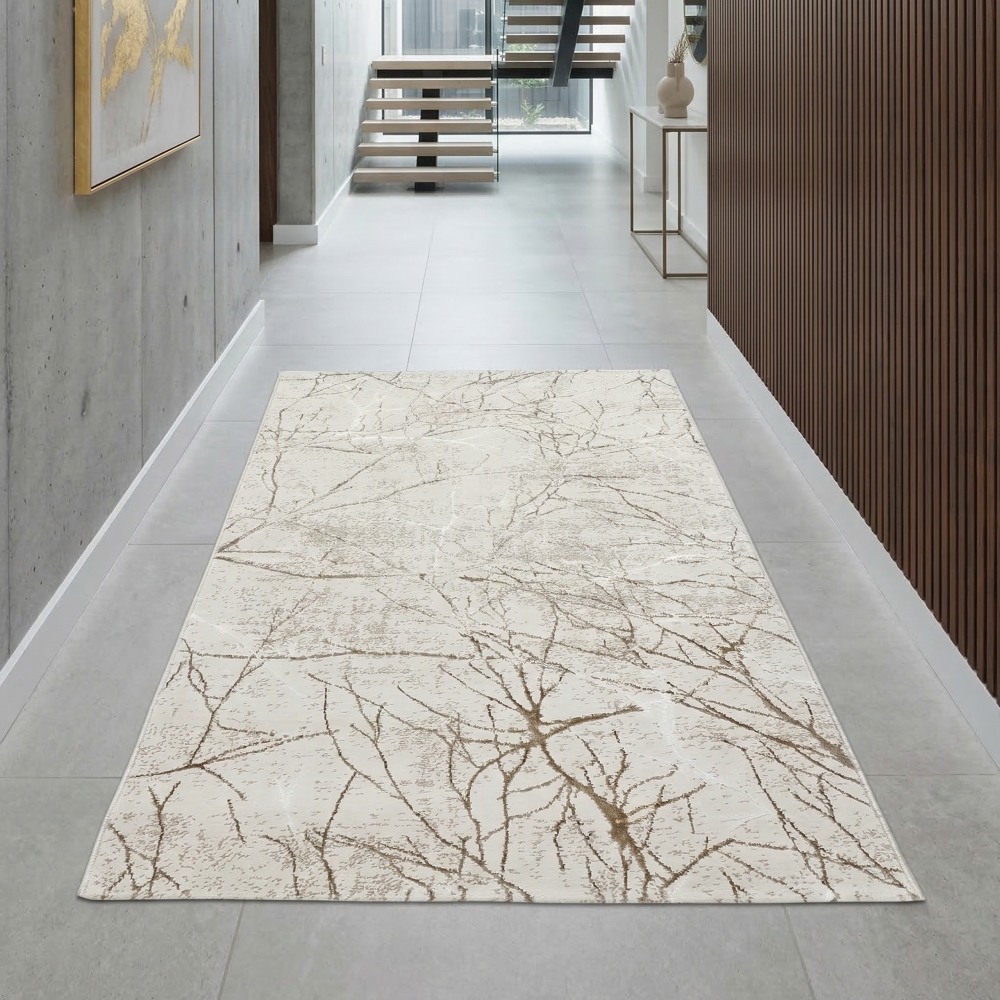 Designer Teppich Ästemuster in creme