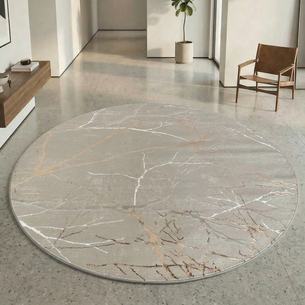 Designer Teppich Ästemuster in gold