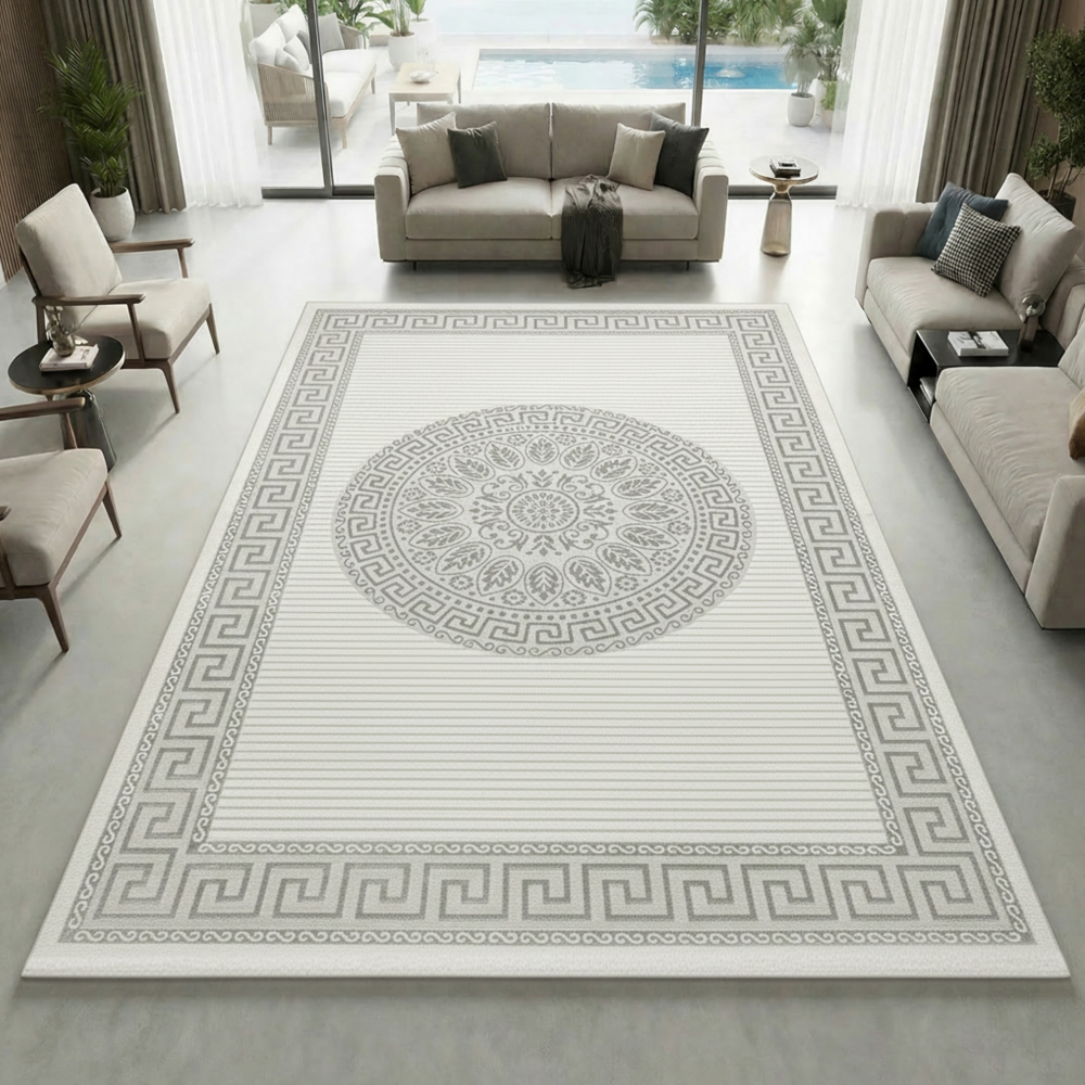 Orientalischer Designerteppich mit Ornament in grau anthrazit