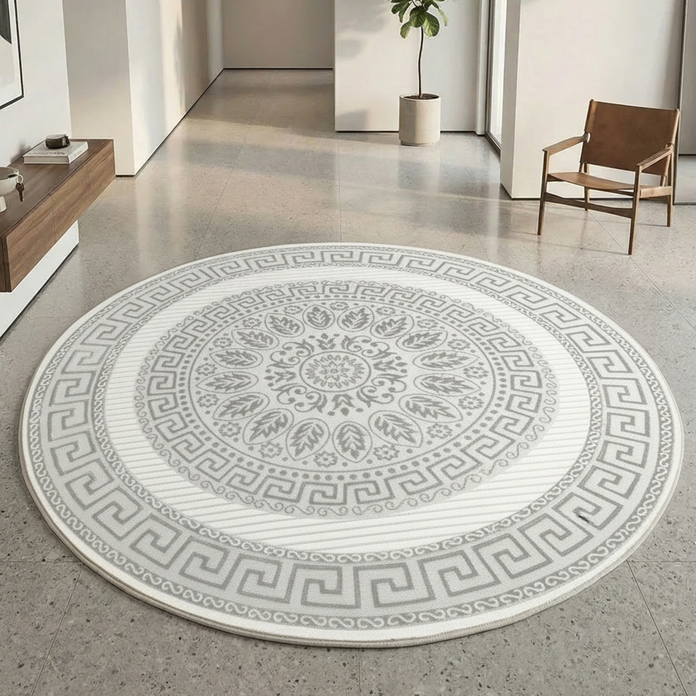 Glänzender Designer Teppich mit Orientalischem Muster in grau anthrazit