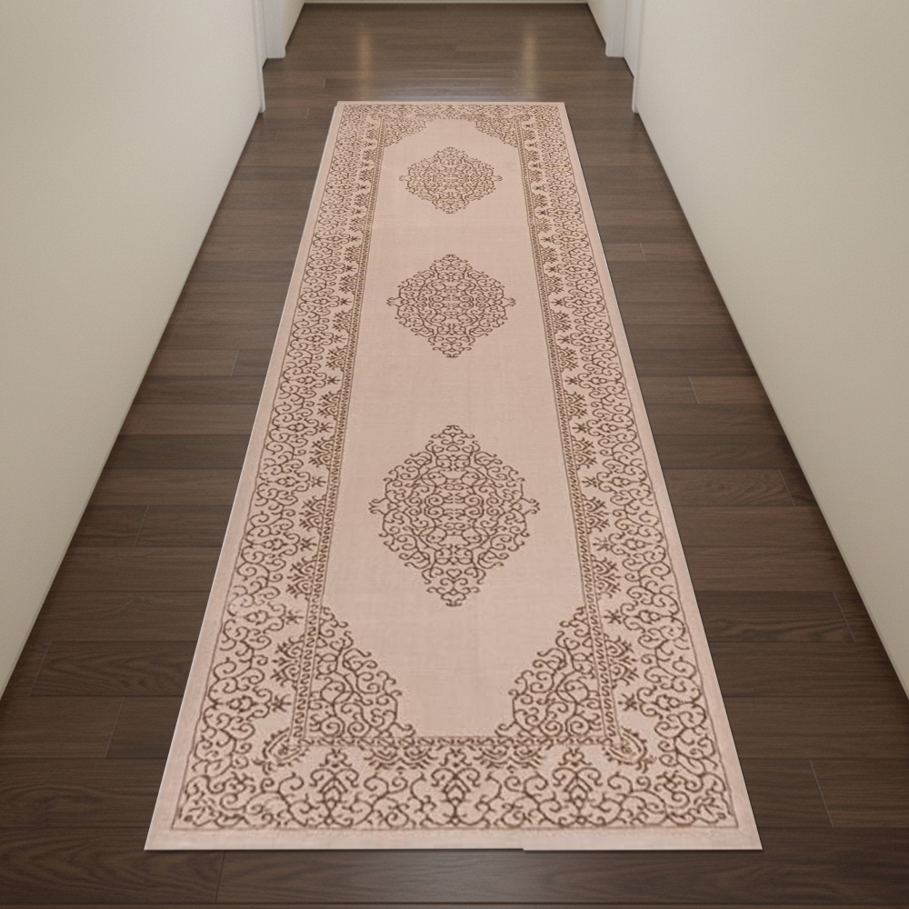 Teppich Beige Ornament Muster pflegeleicht
