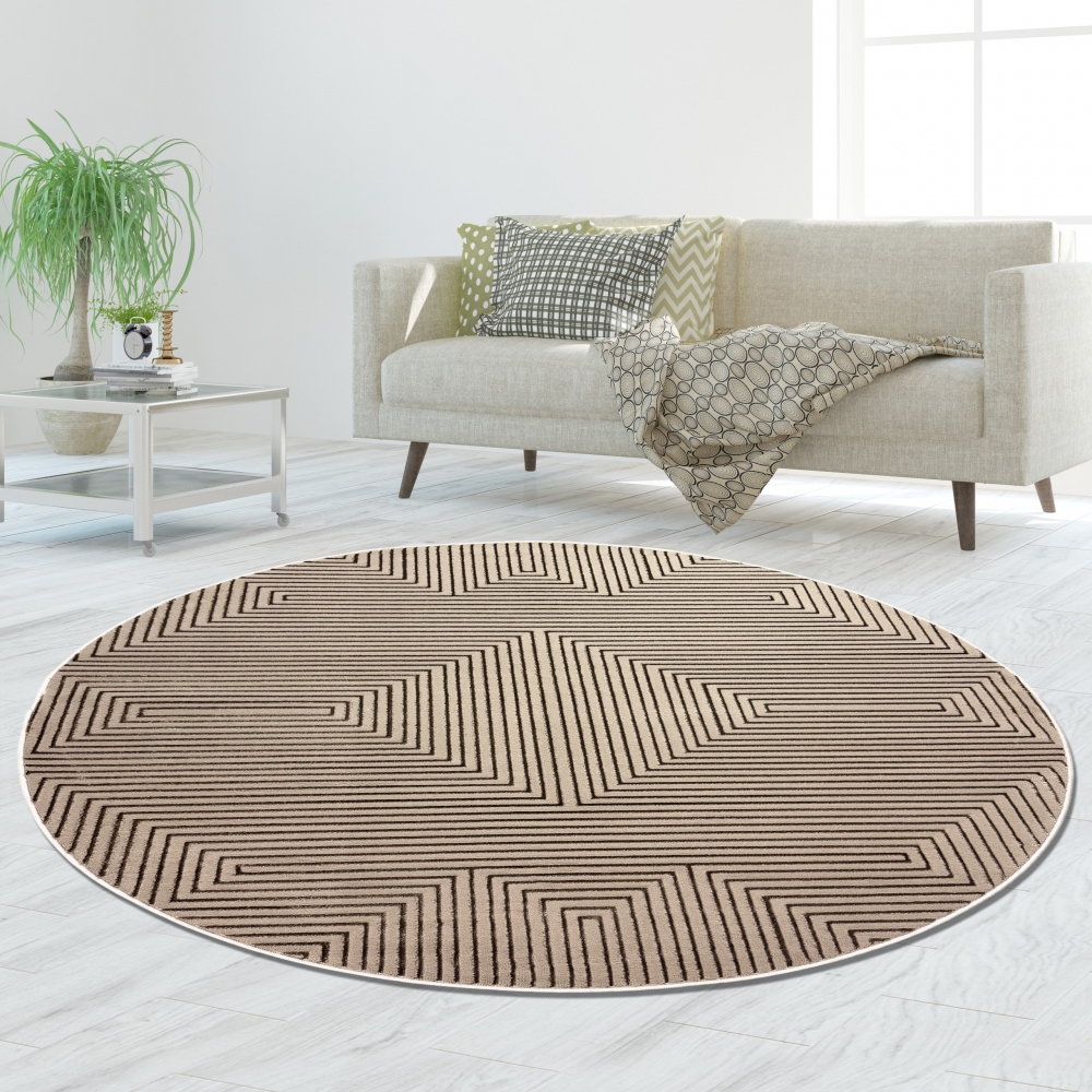 Moderner Kurzflorteppich weich strapazierfähig in beige