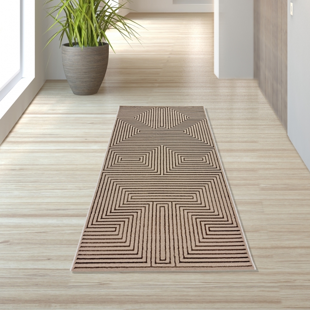 Moderner Kurzflorteppich weich strapazierfähig in beige