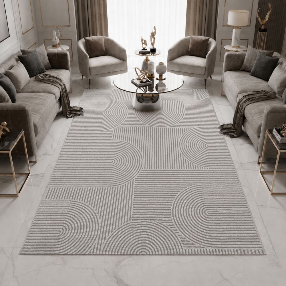 Teppich Grau Muster pflegeleicht modern