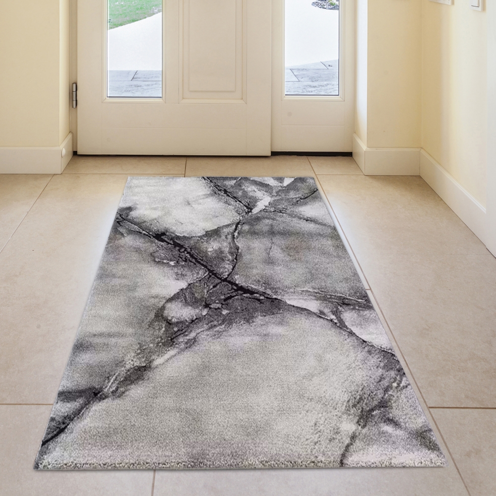 Teppich Grau Creme modern Steinoptik pflegeleicht robust Wohnzimmer