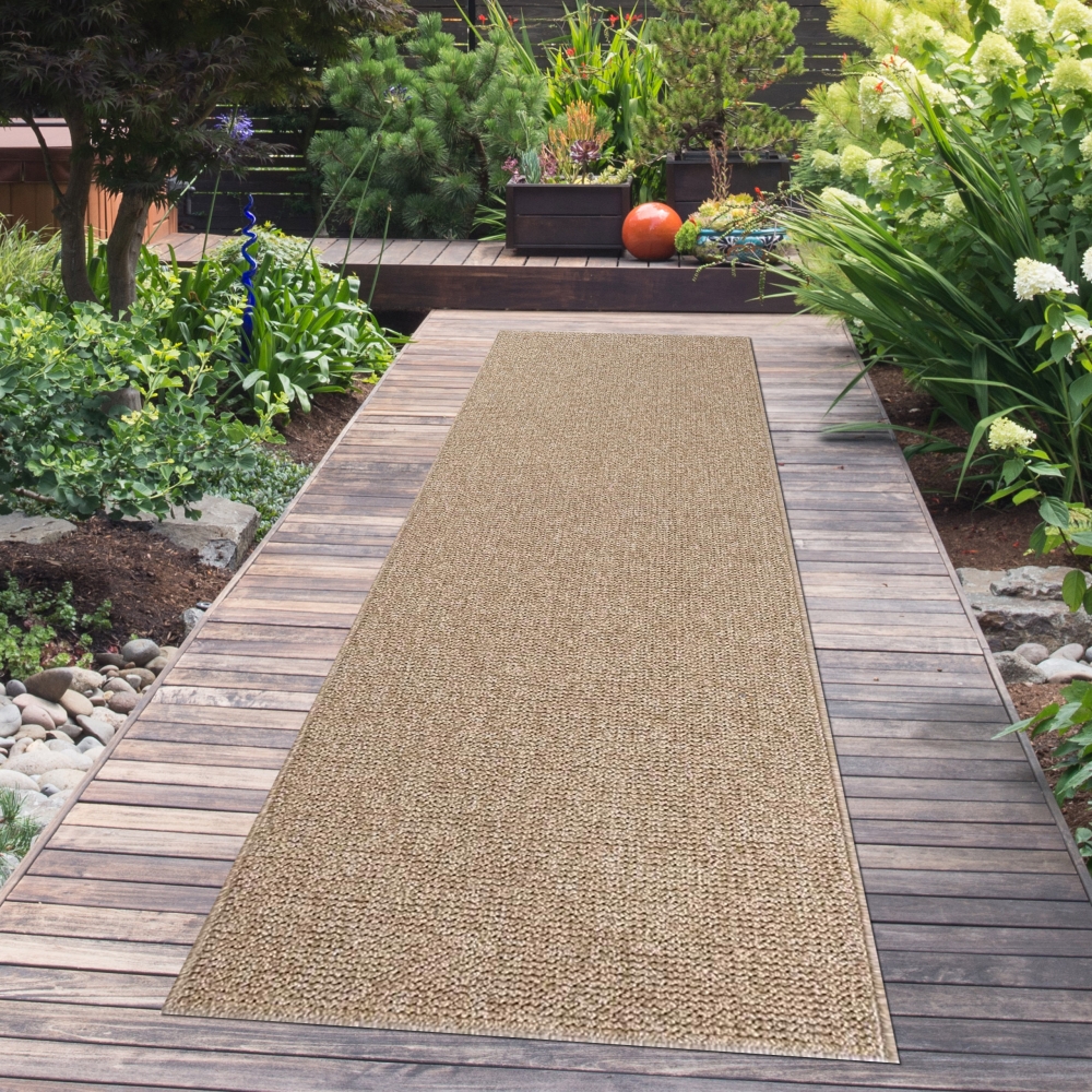 Teppich mit Jute-Optik für Innen- und Außenbereiche in Beige