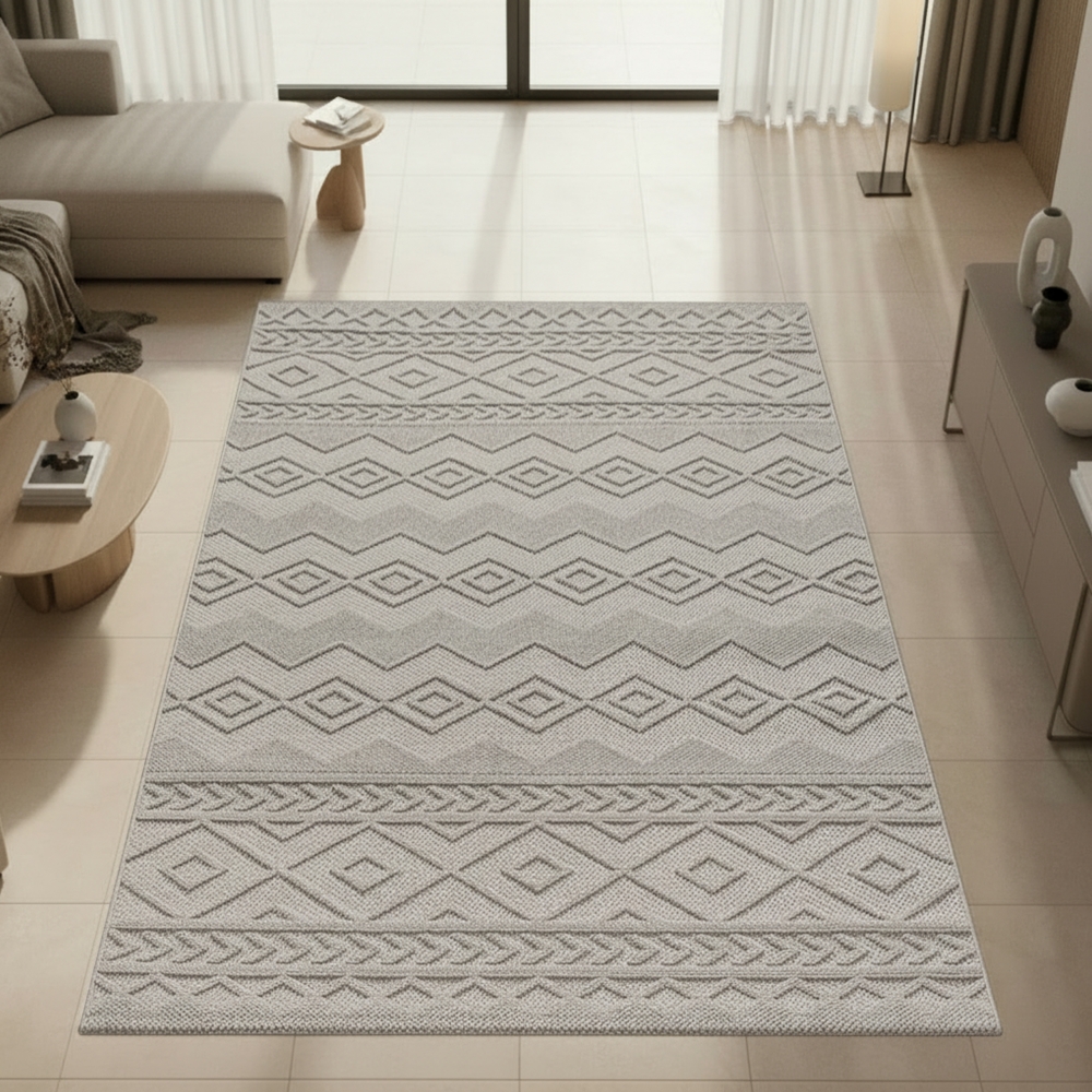 Pflegeleichter Teppich mit strukturierter Loop-Optik Beige