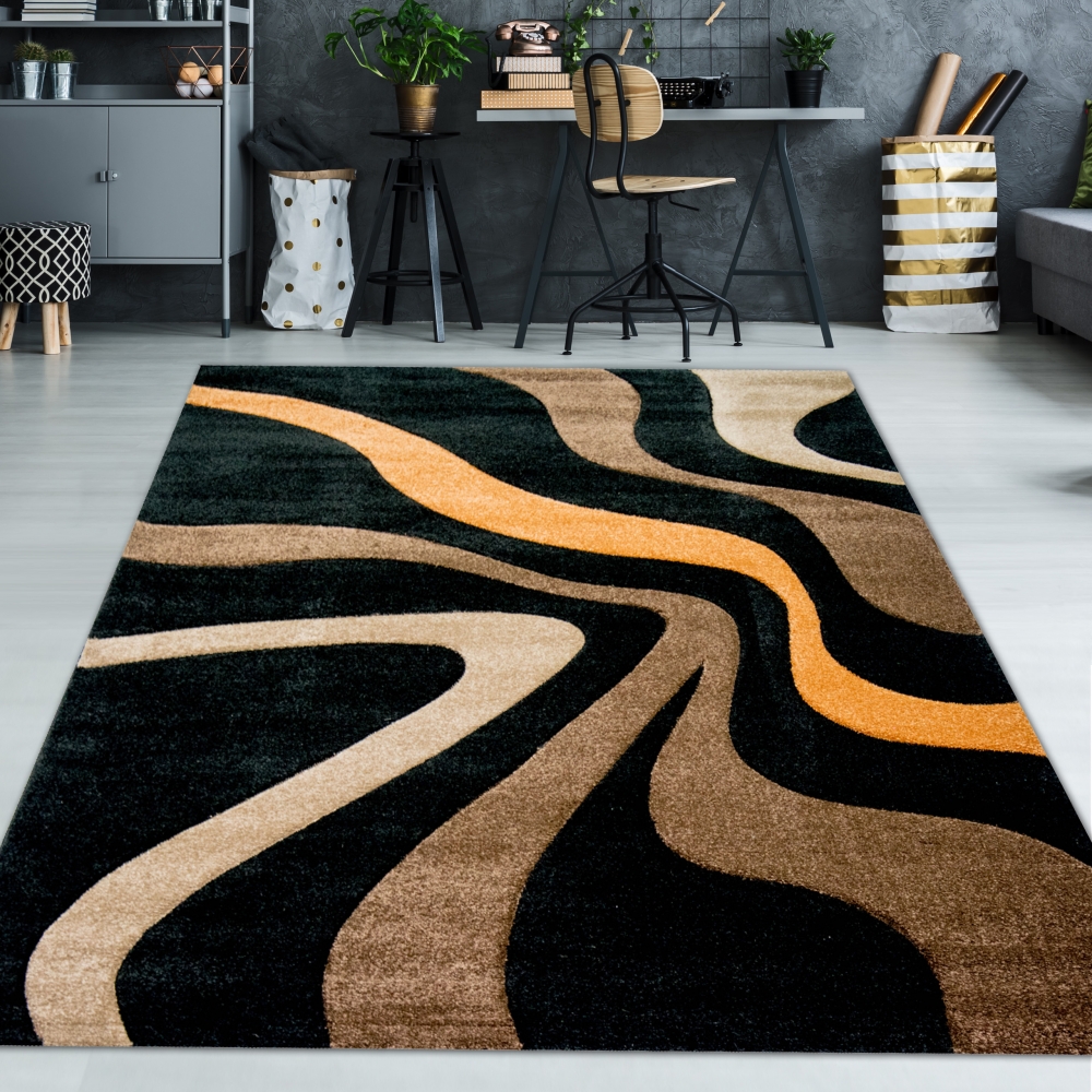 Teppich mit Wellen in schwarz braun