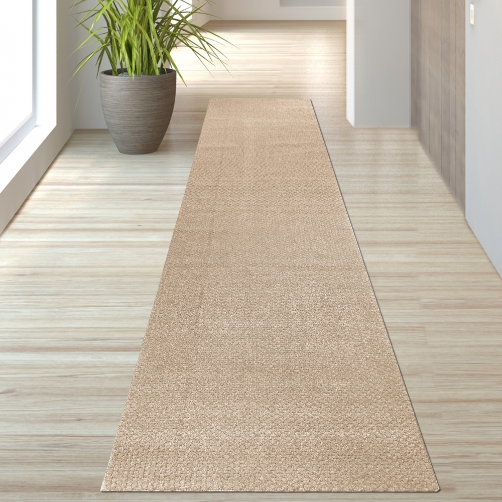 Beiger Teppich robust pflegeleicht Schlingenoptik vielseitig