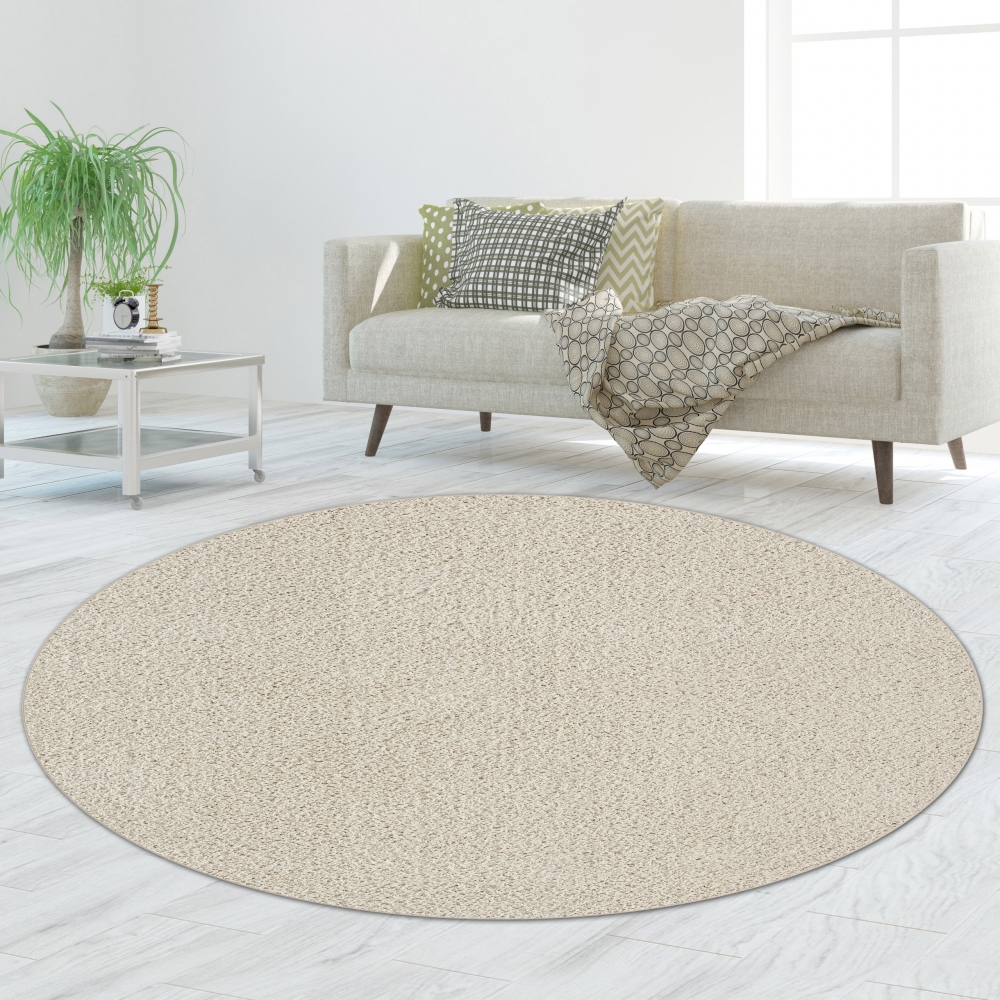 Designerteppich Schlafzimmer einfarbig creme