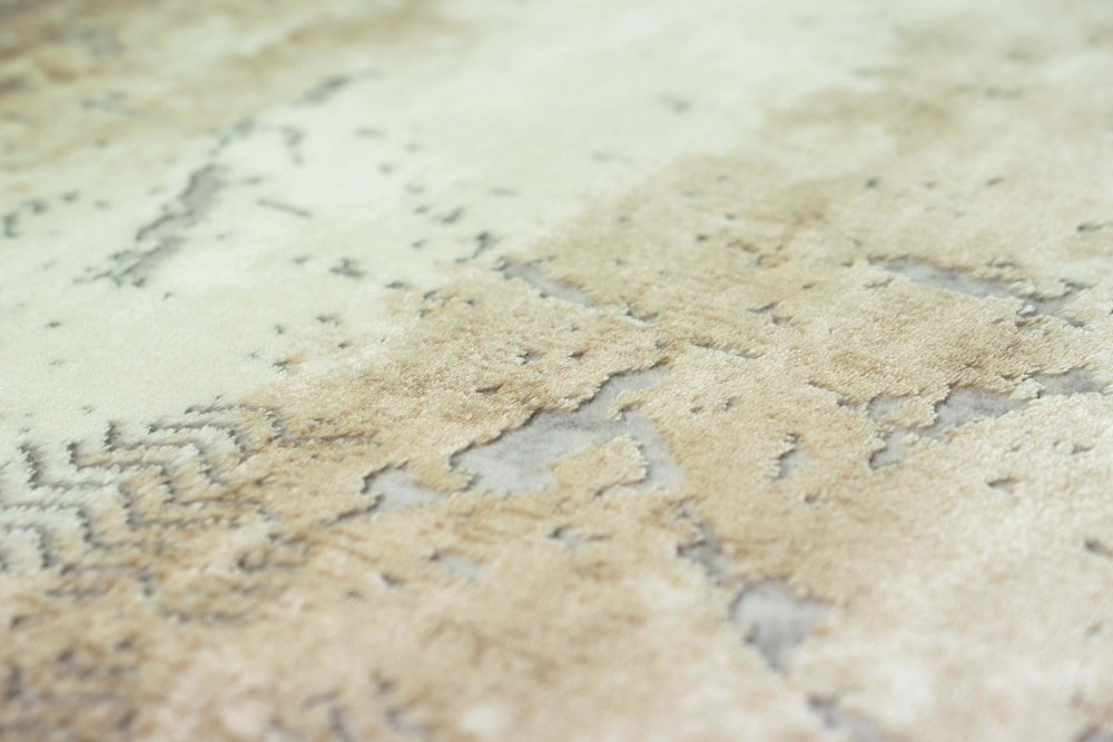 Teppich abstrakt aus Naturfasern in beige grau creme