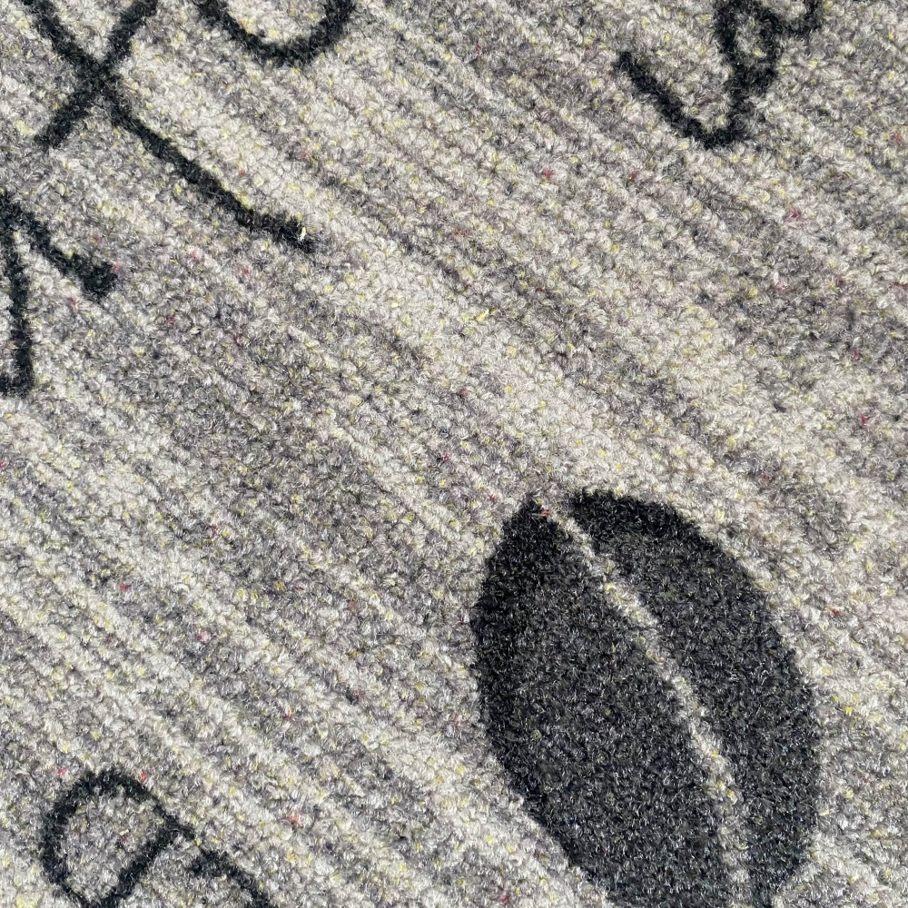 Teppich Küche mit Schriftzug Coffee in Sisal Optik in grau