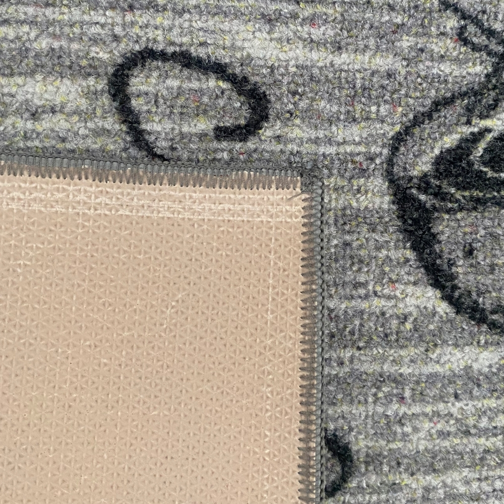 Teppich Küche mit Schriftzug Coffee in Sisal Optik in grau