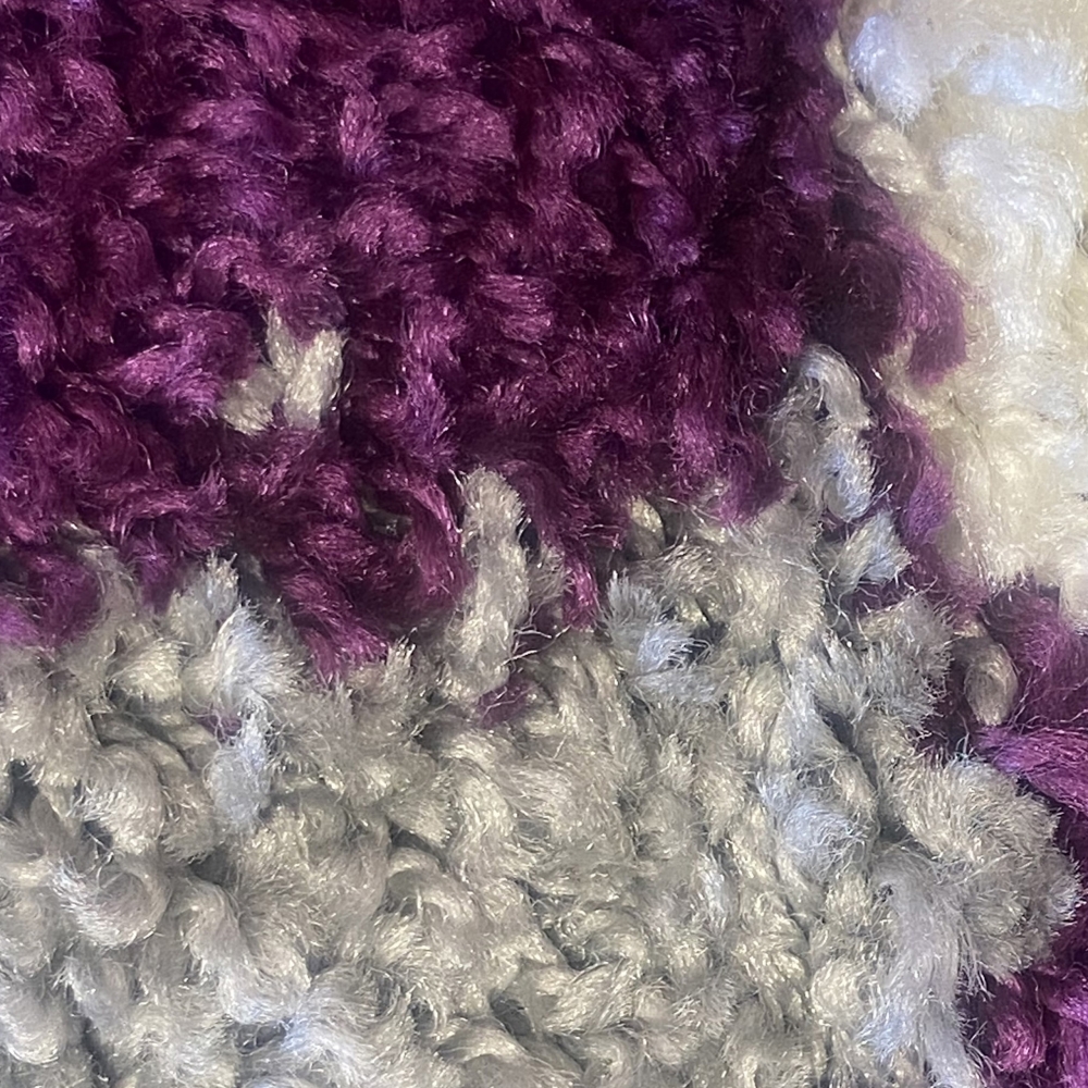 Weicher Shaggy Teppich Mehrfarbig Lila Grau Creme – moderner Hochflor Teppich flauschig pflegeleicht