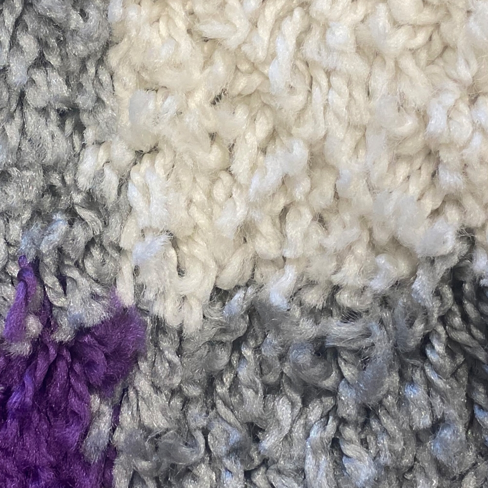 Weicher Shaggy Teppich Mehrfarbig Lila Grau Creme – moderner Hochflor Teppich flauschig pflegeleicht