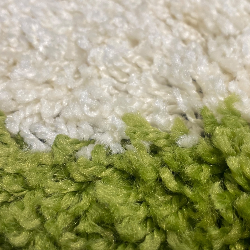 Weicher Shaggy Teppich Mehrfarbig Grün Grau Creme – moderner Hochflor Teppich