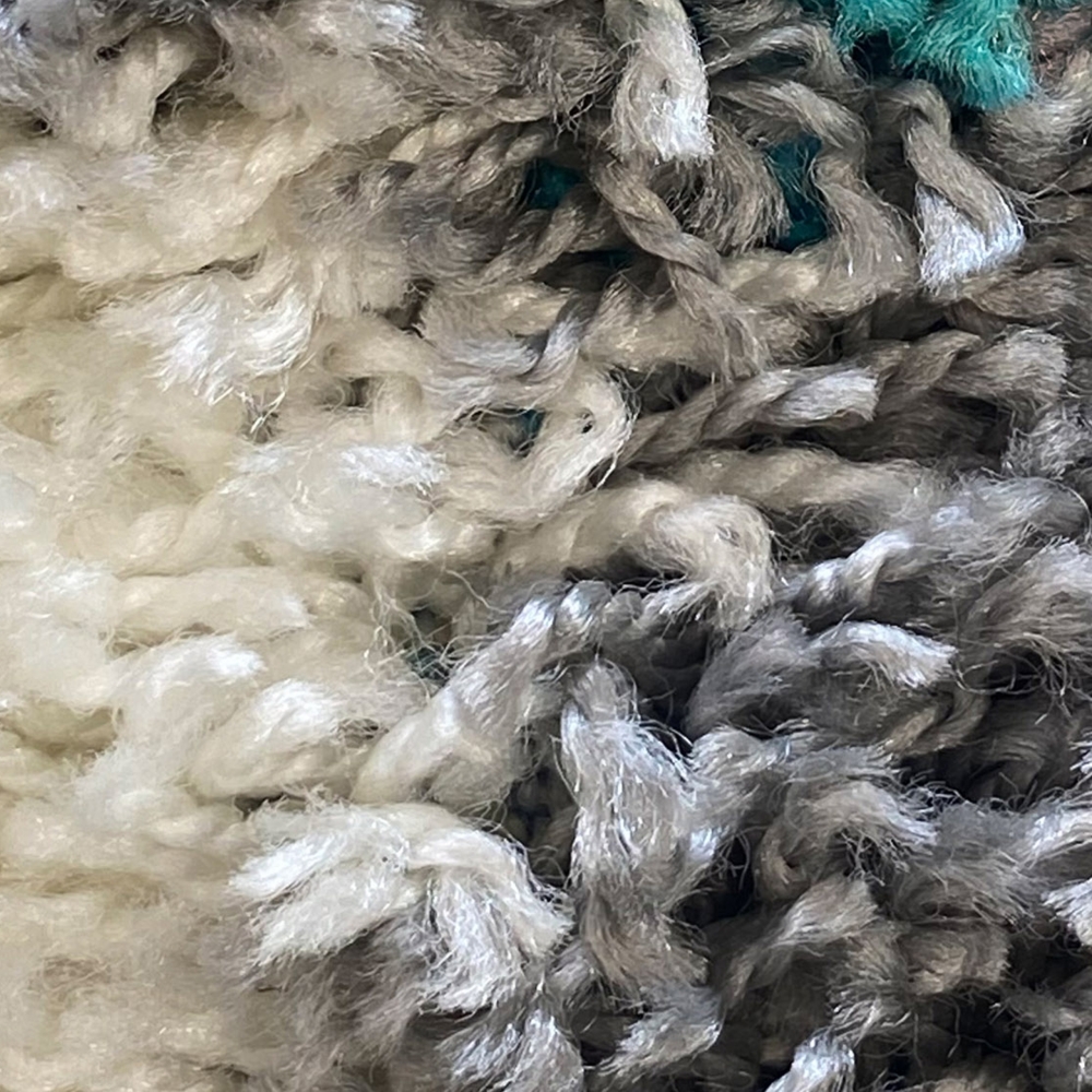 Weicher Shaggy Teppich Mehrfarbig Türkis Grau Creme – moderner Hochflor Teppich