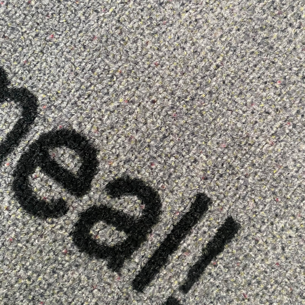 Küchenteppich waschbar mit Schriftzug Guten Appetit in Grau Gelb