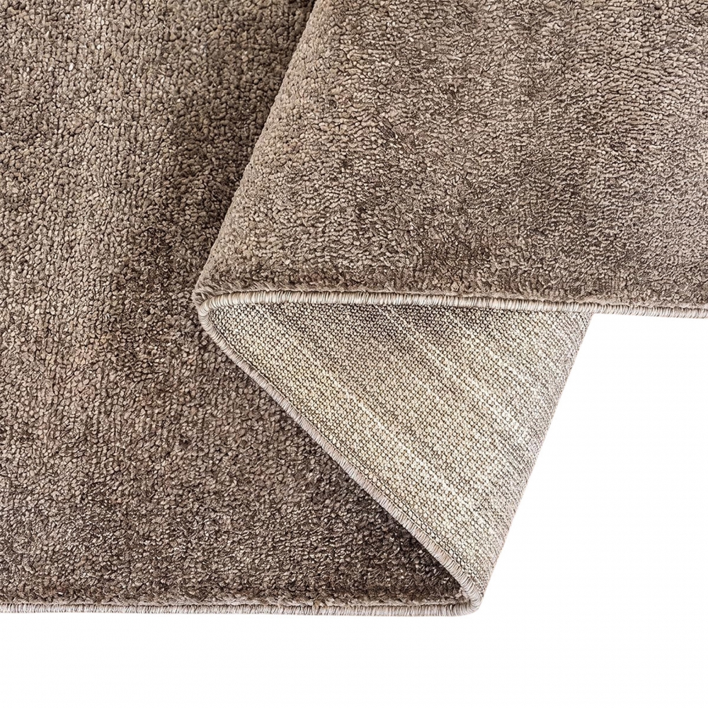 Pflegeleichter Kurzflor Teppich Taupe mit weicher Oberfläche