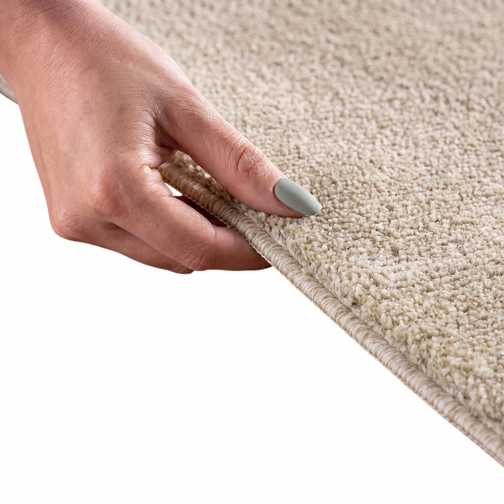 Pflegeleichter Kurzflor Teppich Beige mit dezentem Karomuster