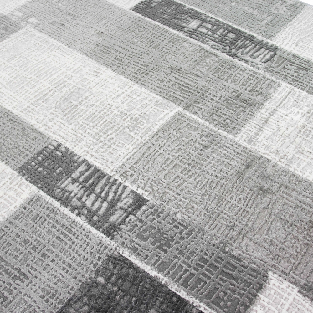 Designer Teppich Wolle in Grau Creme