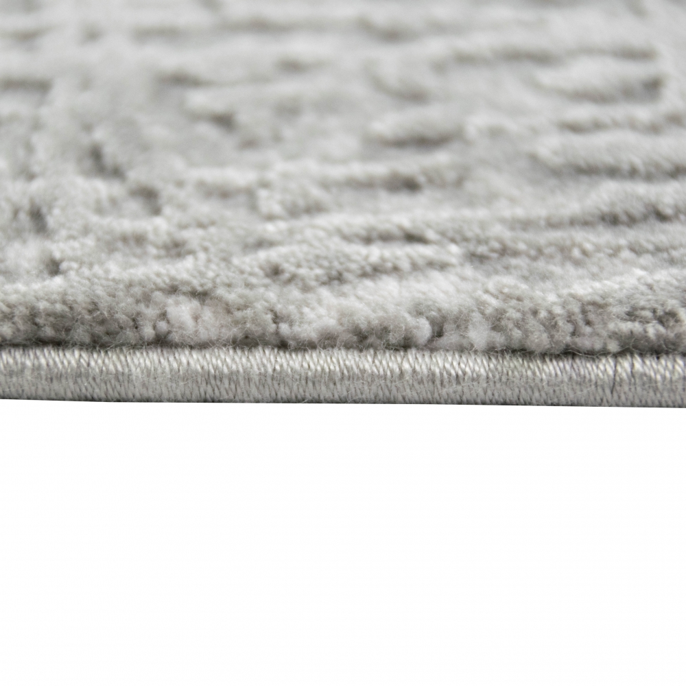 Designer Teppich Wolle in Grau Creme