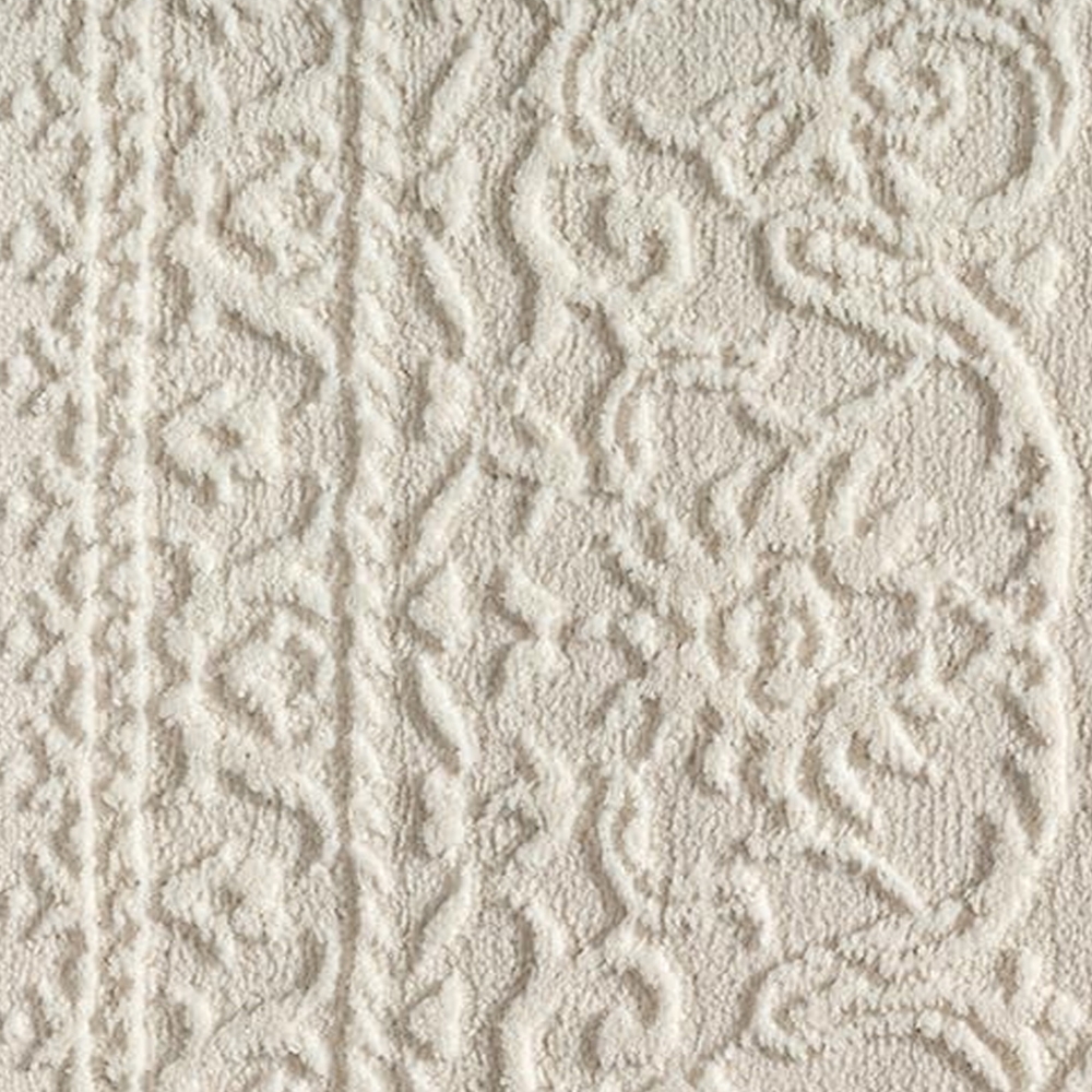 Teppich Creme Ornament Muster pflegeleicht aus recyceltem Material