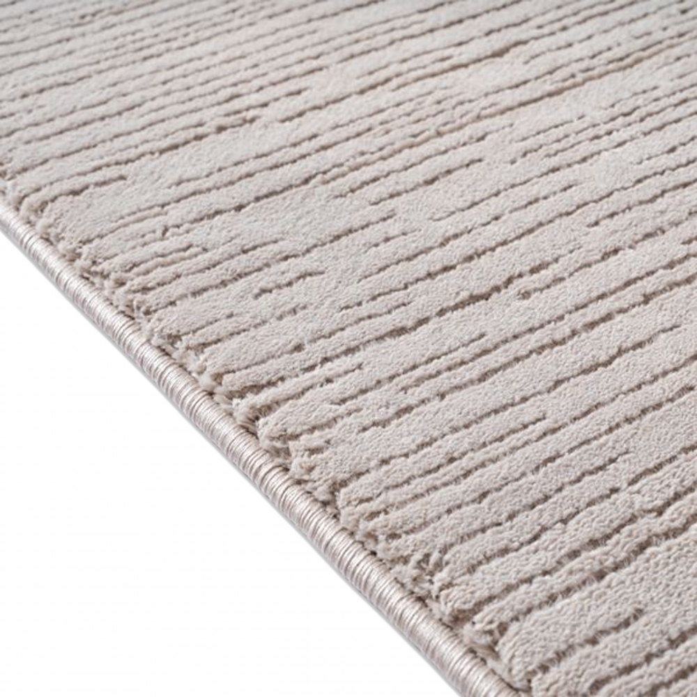 Moderner Teppich mit Struktur und Liniendesign pflegeleicht Beige