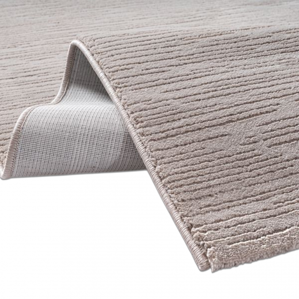 Moderner Teppich mit Struktur und Liniendesign pflegeleicht Beige