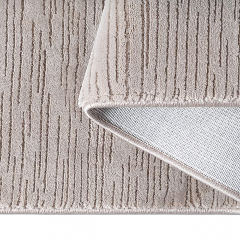 Moderner Teppich mit Struktur und Liniendesign pflegeleicht Beige