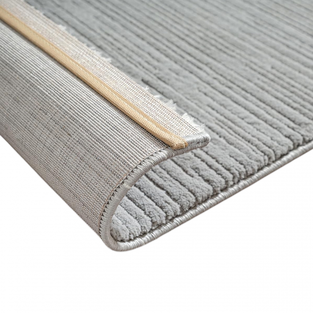 Teppich Silber Struktur Muster pflegeleicht