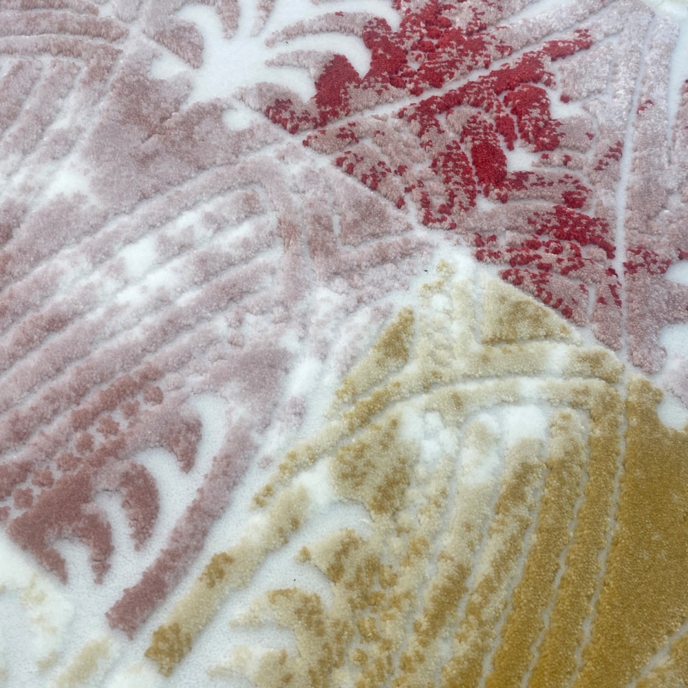Designer Teppich Karo Design Bunt Rosa Creme Türkis