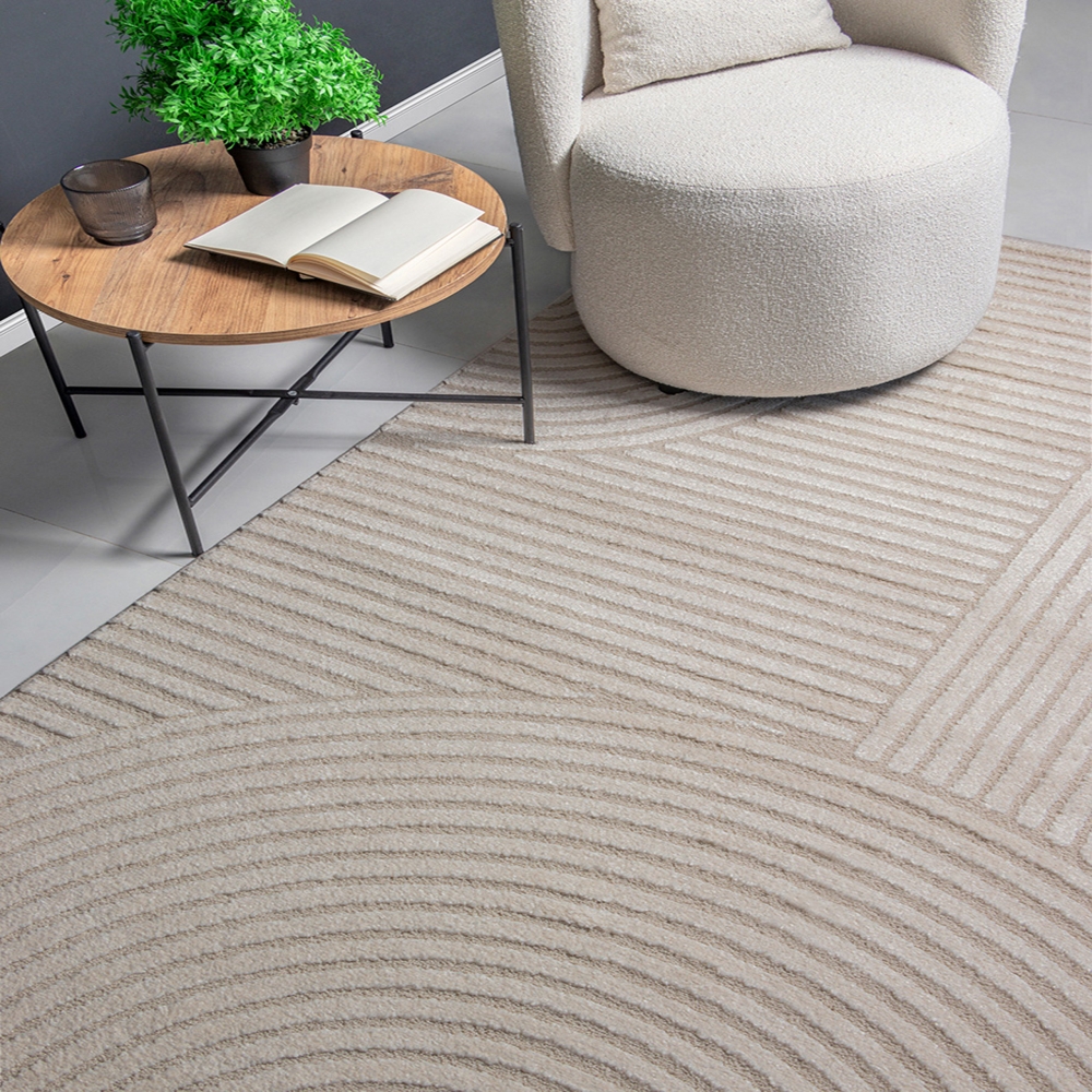 Teppich creme strukturiert pflegeleicht für Wohnräume