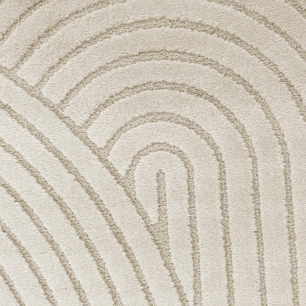 Moderner Wohnzimmerteppich mit elegantem Bogenmuster in Creme