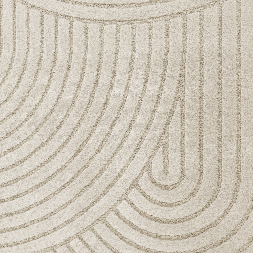 Moderner Wohnzimmerteppich mit elegantem Bogenmuster in Creme