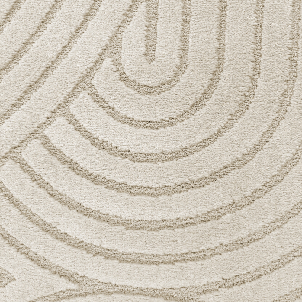 Moderner Wohnzimmerteppich mit elegantem Bogenmuster in Creme
