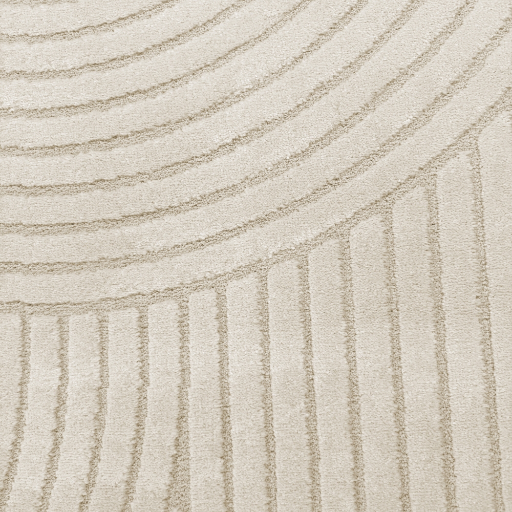 Moderner Wohnzimmerteppich mit elegantem Bogenmuster in Creme