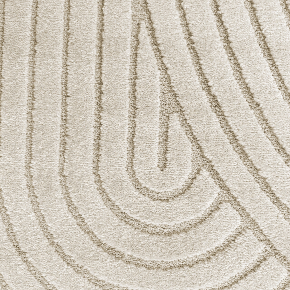 Moderner Wohnzimmerteppich mit elegantem Bogenmuster in Creme